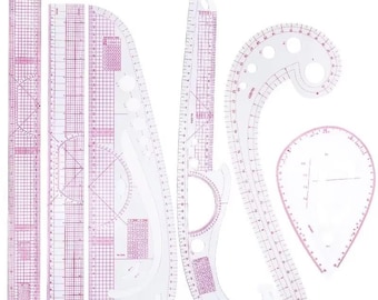 6-Piece Curve Ruler Set - Flexible Tailoring Templates for Dressmaking, Pattern Drafting & DIY Sewing