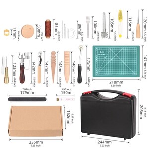 レザークラフトツールキット – サドルやレザープロジェクトのためのDIY手縫い、ステッチ、パンチ＆カービングセット