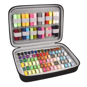63-Slot Bobbin Holder Case, Clear Thread Organizer Box for Sewing Machine Spools, Bobbin Storage Box for Embroidery & Crafting