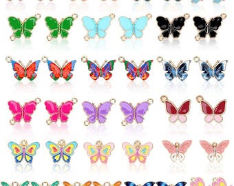 40Pcs/20 Pairs Butterfly Charms, Mixed Butterflies Charms for Jewelry Making, Assorted Enamel Butterfly Charm Pendants