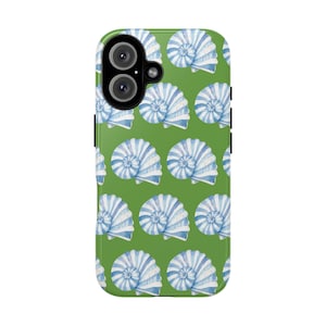 Seashell Phone Case, Green and Blue, Sea Colored, Ocean Themed, Cute, Tough Phone Case, Layered Case, Shell Design