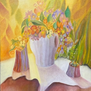 Floral Espacial - Fine Art - Framed Original Oil Painting on 20x24 Canvas by Fernando Clariana - Buenos Aires, Argentina - Signed Painting
