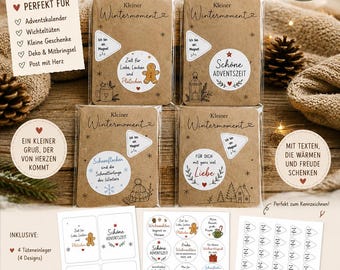 Kleiner Wintermoment Magnet Vorlage – Winterliche Tüteneinleger & Sticker zum Ausdrucken | Adventskalender, Wichtelgeschenk, Weihnachtsgesch