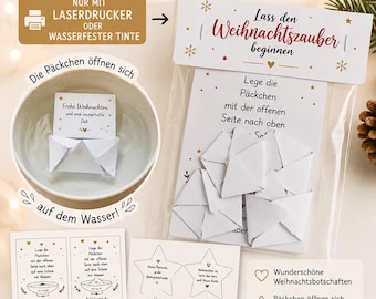 Weihnachtszauber Päckchen zum Öffnen auf dem Wasser | Magische Weihnachtsbotschaften | Advent PDF Download