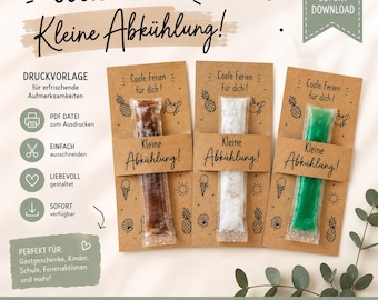 Coole Ferien für dich | Kleine Abkühlung | Eis Geschenk Vorlage | Druckvorlage PDF | Lehrer Geschenk | Ferien Mitgebsel