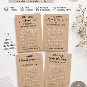 Mall för popup-kort | 4 antistresskort med bubbelplast | Utskrivbara i A4-format | Gör-det-själv-present | Direktnedladdning
