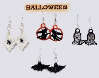 Costume jewelry, holiday, earrings, Halloween earrings, holiday jewelry, dress up, embroidered