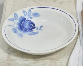 Cuenco grande para servir de porcelana opaca/piedra de hierro con diseño vintage francés en azul rosa, 29 cm, de St Amand