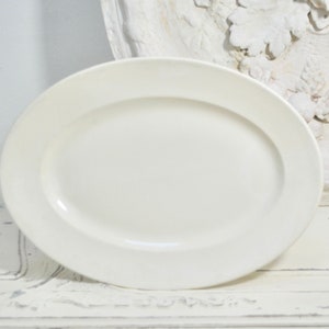 Antique French Lightly Stained Edges Opaque Porcelain/Ironstone Large Oval Platter-Digion Sarreguemines