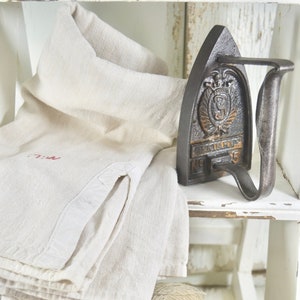 Antique French Cast Iron Gendarme Iron with Decorative Crest and GT Monogram