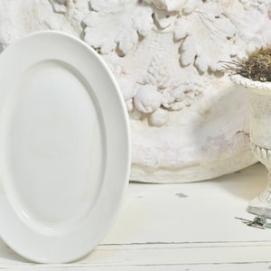 Antique French Lightly Tea Stained Opaque Porcelain/Ironstone Medium Oval Platter-Digion Vieillard