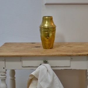 Antique French Brass Vase: Handcrafted Butterfly Embossed Decor