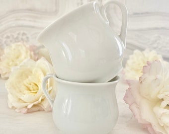 Rare ensemble de deux pots à crème en porcelaine blanche ancienne du XIXe siècle, France