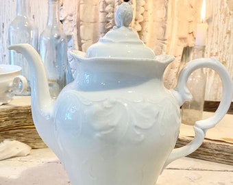 Antique French Large White Porcelain Tea Pot