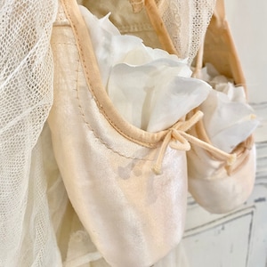 Vintage Silk Ballet Pointe Shoes: Pink Decorative Pumps