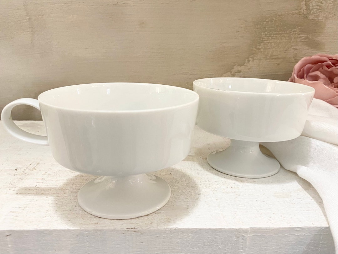 Two Vintage German White Porcelain Footed Coffee/tea Cups Etsy