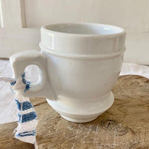 Antique French Thick White Porcelain Brulot Espresso Cup