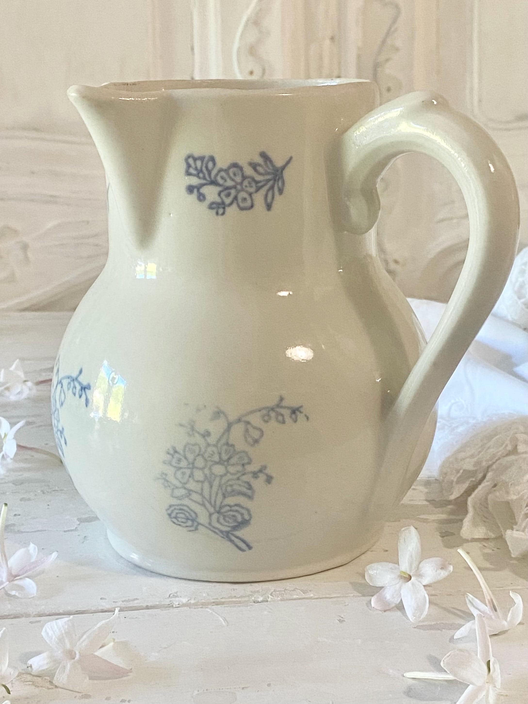 Antique French St Uze Porcelain Pot Au Lait: Farmhouse Milk