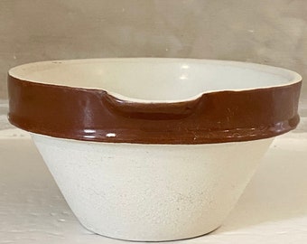 Antique French Petit Stoneware Dairy Tian Bowl