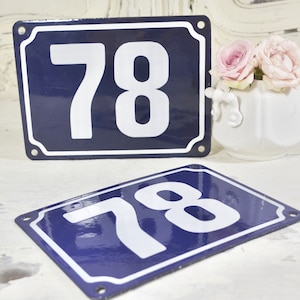 Antique French Handpainted Enamel House Number Plates/ Blue and White Enamel Address Signs