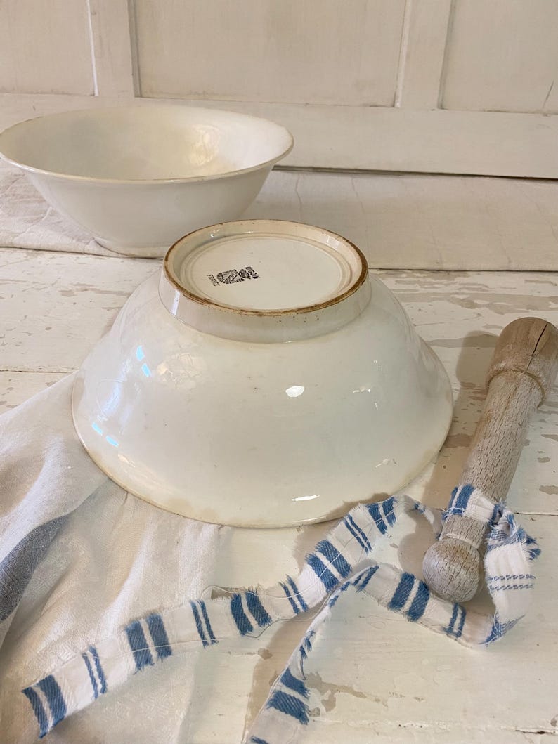 Grand bol à thé antique en porcelaine de Digoin Sarreguemines, France, teinté 27 cm image 12