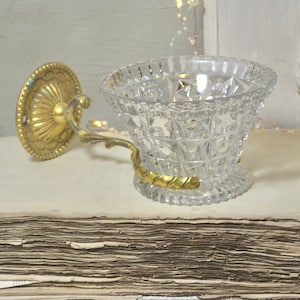Vintage French Gold Dore Wall Sconce with Crystal Cut Bowl