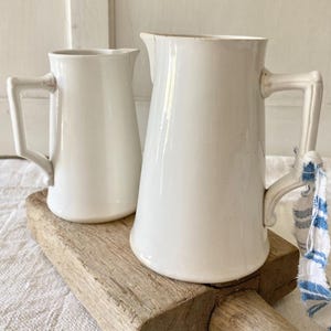 Antique French Sarreguemines Off White Lightly Tea Stained Milk Creamer Set