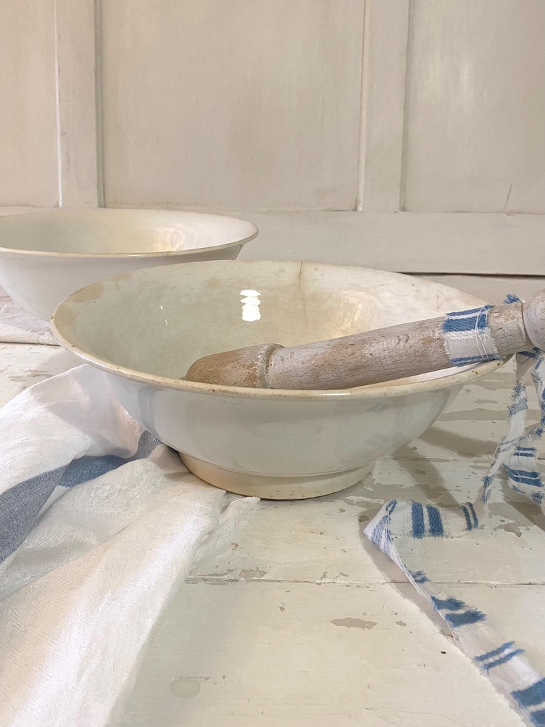 Grand bol à thé antique en porcelaine de Digoin Sarreguemines, France, teinté 27 cm image 1