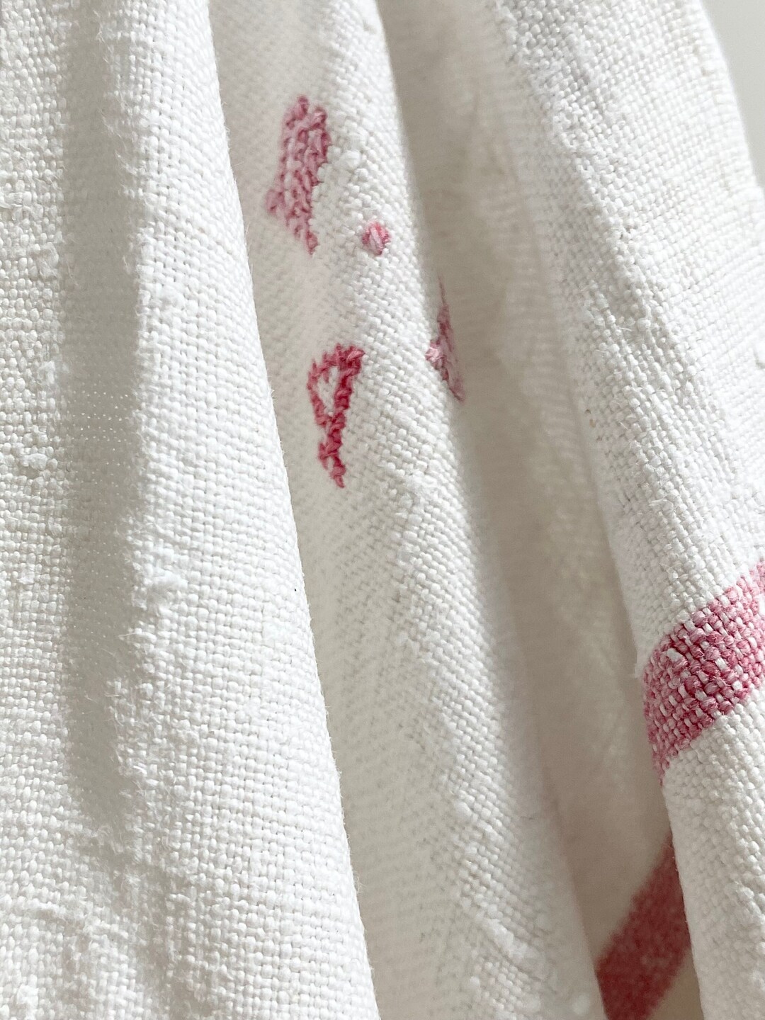 Beautiful Rustic 19th Century Antique French Large Hand Loomed Linen