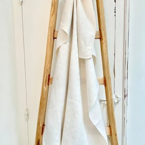 Antique French XLarge Hand Loomed Hemp and Linen Woven Checked Design Dish Towel with IC Monogram