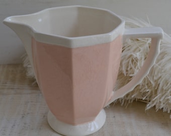 Pichet à eau/carafe ancien en porcelaine de Sarreguemines Blush, Art Déco, France