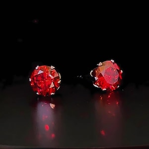 Rose RED Certified VVS1 Diamond Studs 8mm 4Ct w/ Push-back, Red Moissanite Studs, Conflict-Free, Waterproof, ECO-FRIENDLY, Hypoallergenic!