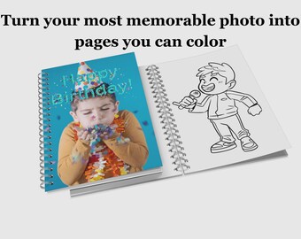 Custom Coloring Page from Your Photo – Personalized Gift, Wedding, Pet, Family Portrait, Anniversary Keepsake 250gsm bristol paper.