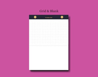 Personalized Faux Leather Refillable Notepad vertical two layout blank  dotted, blank & lined - DualScribe 105gsm Paper, Custom Layouts