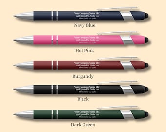 10 Custom black ink ballpoint 1mm pens in multiple colors