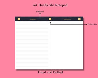 Personalized Faux Leather Refillable Notepad - DualScribe 105gsm acid-free Paper, Custom Layouts 100 sheets