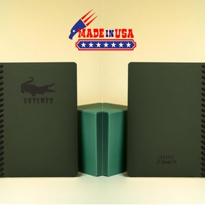 Dark Green handmade hardcover spiral double wire bound Notebook with rounded corners 90gsm paper 6mm lined, 5mm dotted, 5mm grid, blank