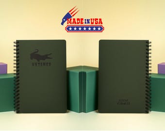 Softcover Dark Green Handmade Notebook, Spiral Bound, Lined, Dotted, Grid, Blank 90gsm paper 150 pages