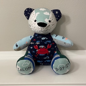Custom Keepsake Memory Bear: Handmade from Baby Clothes