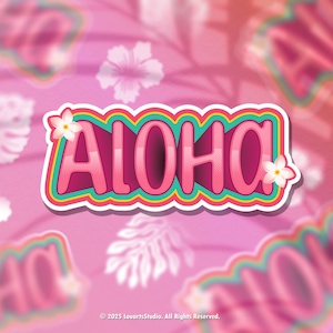 Aloha Vinyl Aufkleber, Bunt, Beach Vibes, Hawaiianisch, wasserfest, Wasserflasche Aufkleber, Laptop Aufkleber