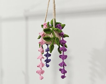 Crochet Car Hanging,Handmade Crochet Plant Basket,Lavender, Sunflower, Strawberry, Cherry Blossom,Wall Hanging,Birthday Gift for Her