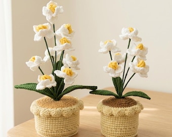 Crochet Daffodils Flower in Pot,Crochet Plant in Pot,Home Desk Decoration Plant,Pink,Purple Tulip,Birthday,Anniversary Gift,Gift for Mom