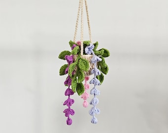Finished Crochet Plant,Car Hanging Plant,Wall Hanging Plant,Crochet Plant Basket,Crochet Flowers Car Hanging,Cute Car Decor,Birthday Gift
