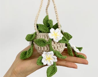 Crochet Plant Basket,Cherry blossoms,Strawberry,Lavender,Pothos,Sunflowers, Daisies,Vines,Wisteria,Wall Hanging,Cute Car Mirror Hanging