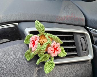 Crochet Plant Car Vent Clip,Crochet Lavender,Cherry Blossom,Strawberry,Tulip,Forget me Not for Car Decoration,Birthday,Valentine's Day