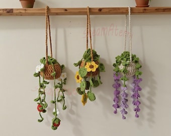 Crochet Car Hanging Plant,Wall Hanging Plant,Crochet Plant Basket,Cute Car Decor,Home Decoration,Birthday,Back to School Gift for Daughter