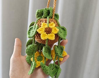 Crochet Car Plant Hanging,Vines,Wisteria,Strawberry,Lavender,Sunflower,Crochet House Plant,Crochet Car Accessories,Birthday Gift,Mom Gift
