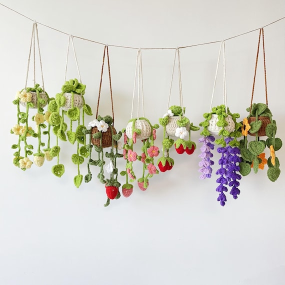 Finished Crochet Plant,Car Hanging Plant,Wall Hanging Plant,Crochet Plant Basket,Crochet Plant Car Hanging,Cute Car Decor,Birthday Gift