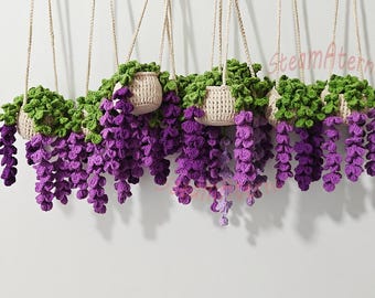 Finished Crochet Plant Basket,Car Mirror Hanger,Wall Hanging,Crochet Lavender,Sunflower,CherryBlossom,Straberry,Cute Home Decoration Gift