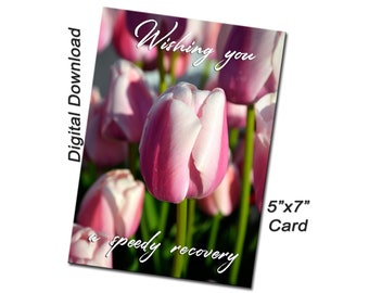 Printable Tulip Flower Photo Sympathy Card Digital Download PDF - Print Your Own Floral Sympathy Card - Digital Photo Greeting Cards for Her